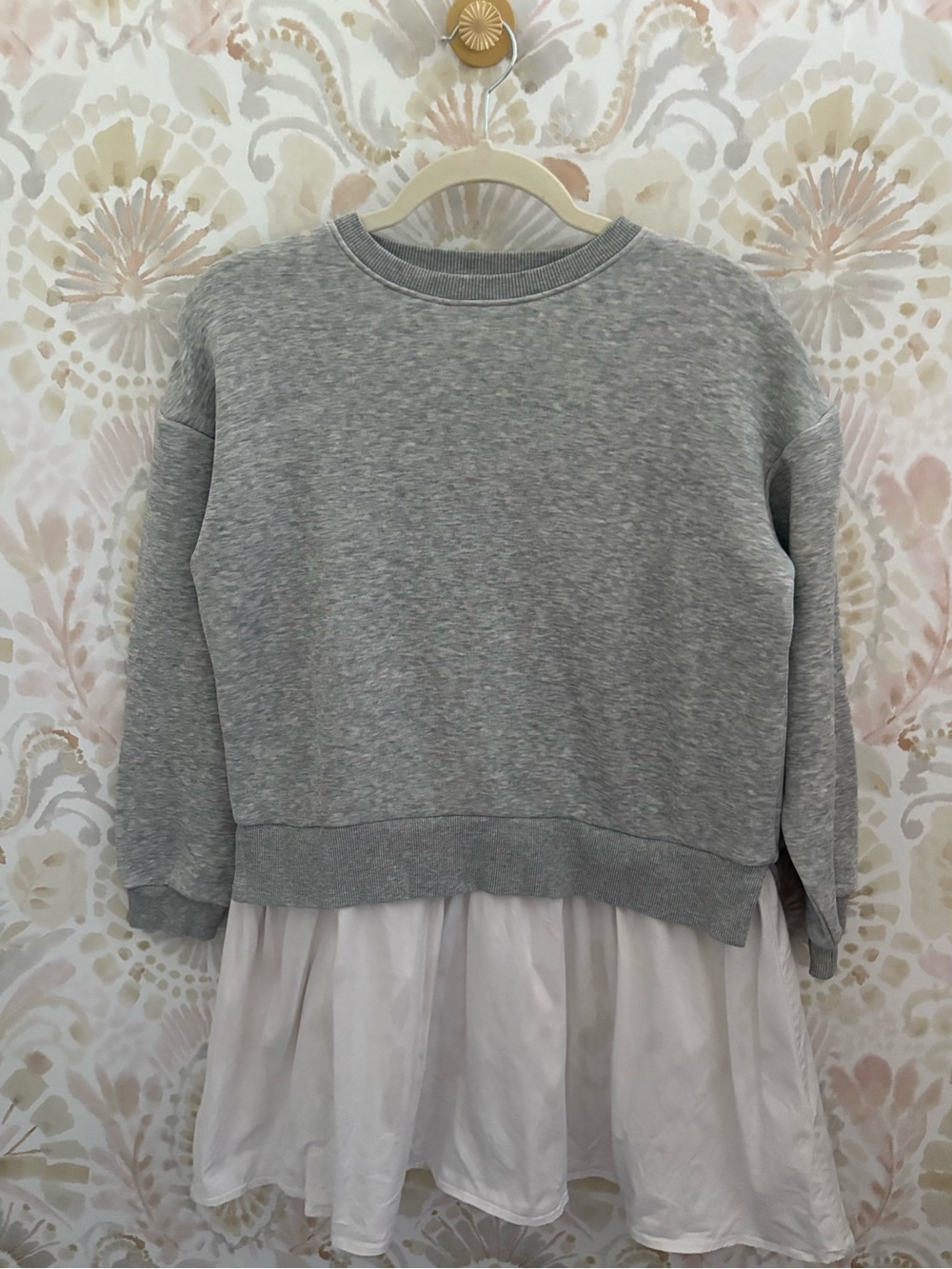 Addison Bay Harper Dress Gray White Mixed Media Sweatshirt Dress | Small - Picture 6 of 11